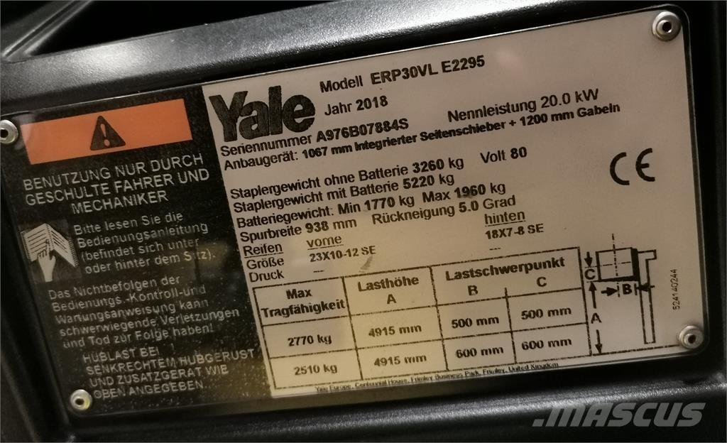Yale ERP30VL Elektrikli forkliftler