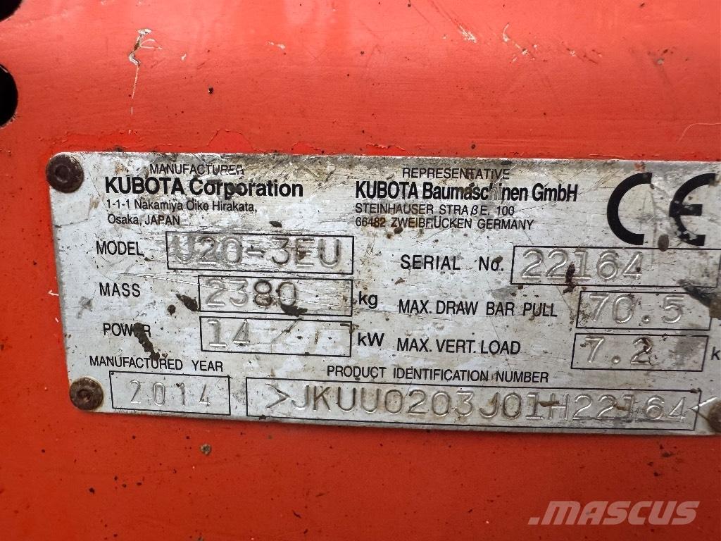 Kubota U 20-3 Mini ekskavatörler, 7 tona dek