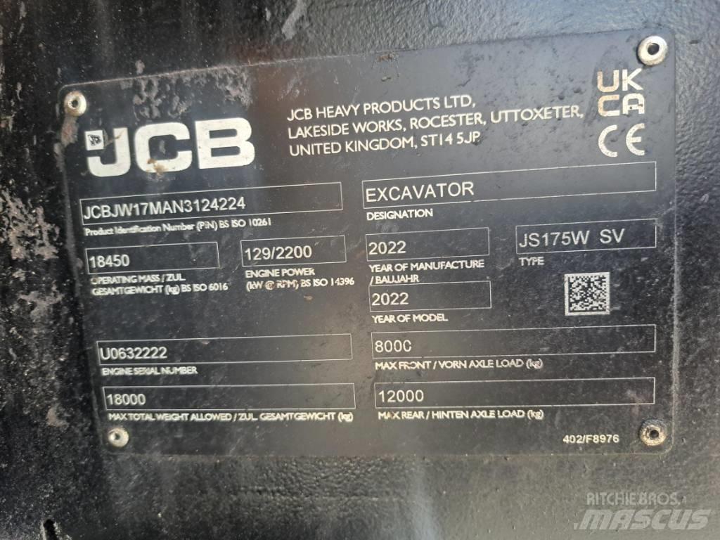JCB JS 175 W Lastik tekerli ekskavatörler