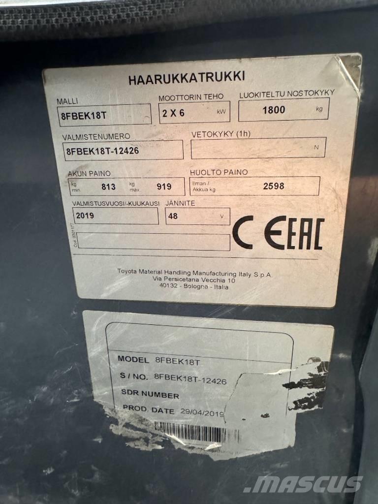 Toyota 8 FBEK 18 T Elektrikli forkliftler