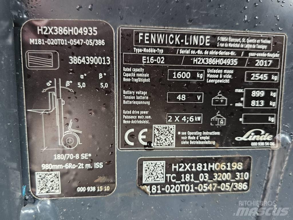 Linde E16 -02 Elektrikli forkliftler