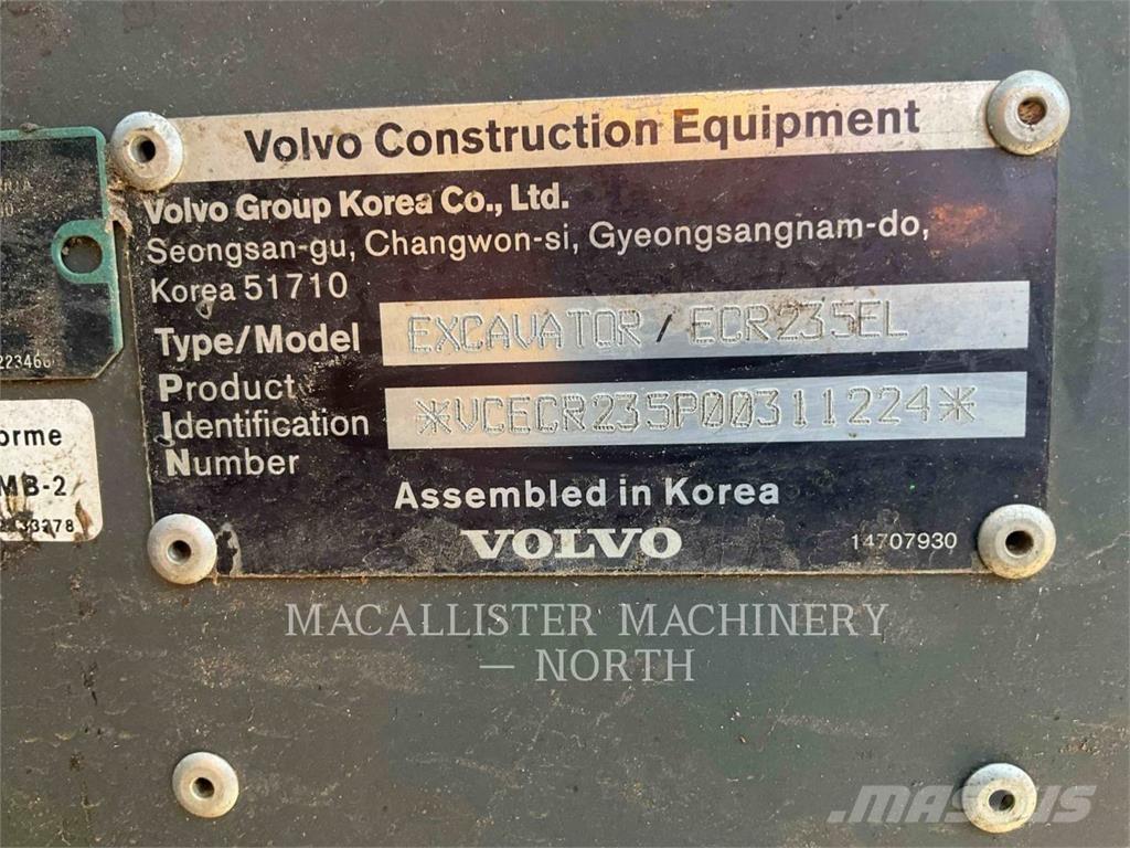 Volvo ECR235EL Paletli ekskavatörler