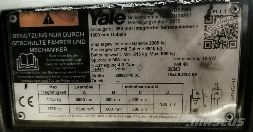 Yale ERP20VT MWB Elektrikli forkliftler