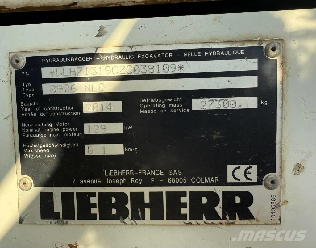 Liebherr R 926 Paletli ekskavatörler