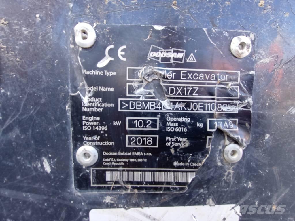 Doosan DX 17 Mini ekskavatörler, 7 tona dek