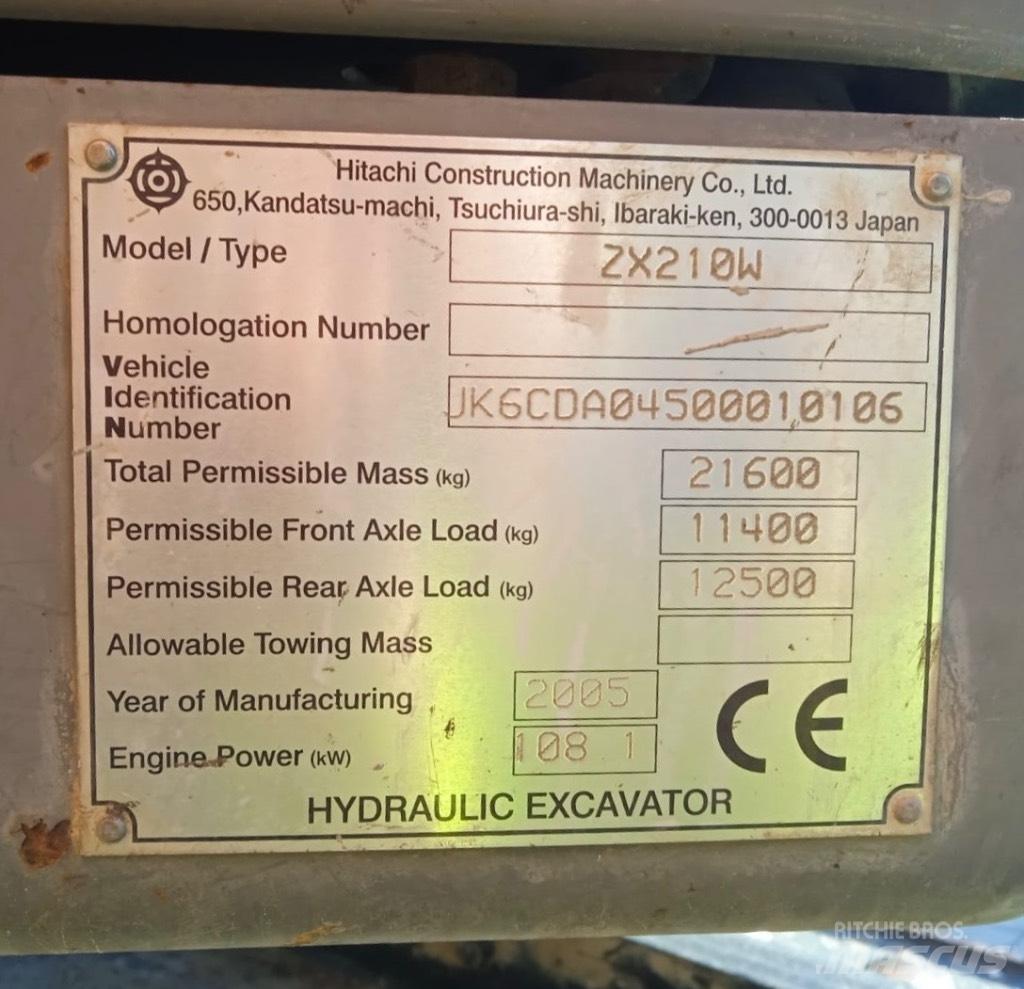 Hitachi ZX 210 W Lastik tekerli ekskavatörler