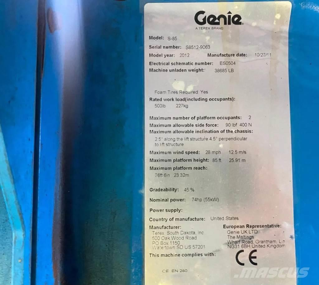 Genie S-85 Teleskopik personel platformları