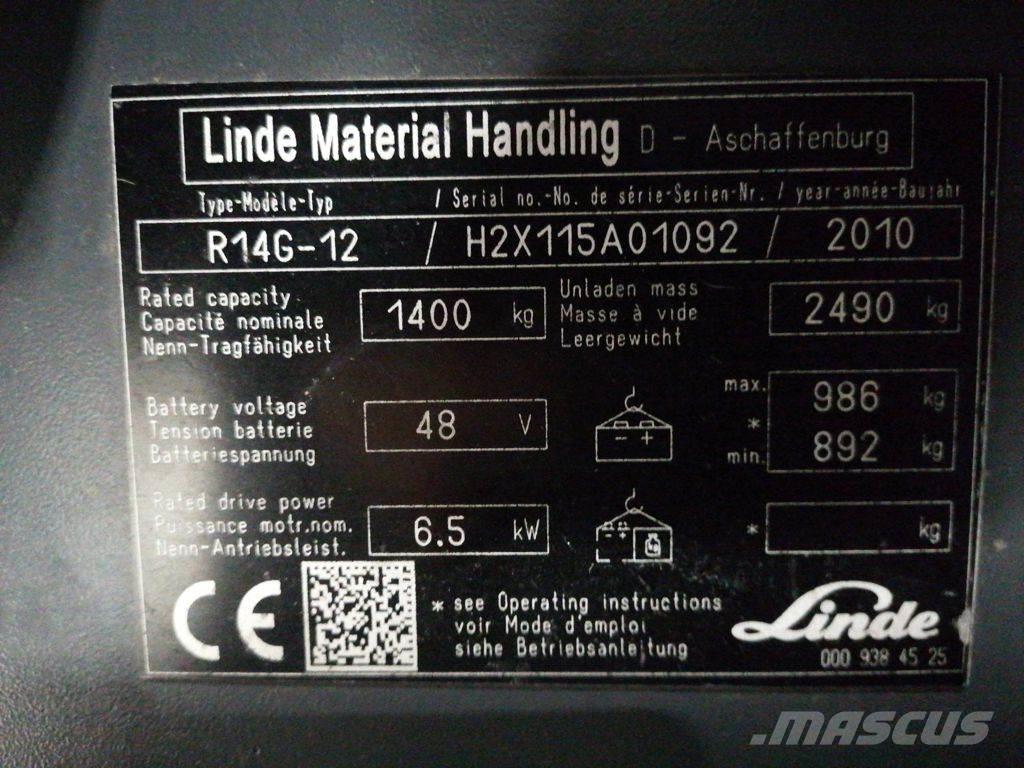 Linde R14G-12 Reach truck - depo içi istif araçları