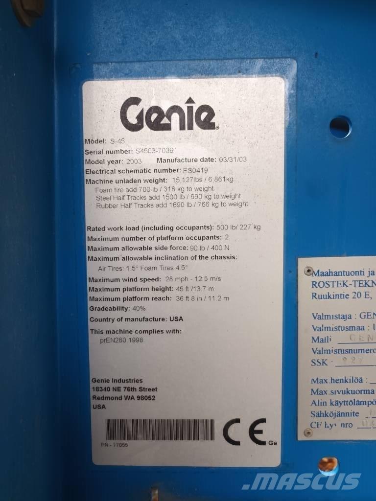 Genie S 45 RT Teleskopik personel platformları