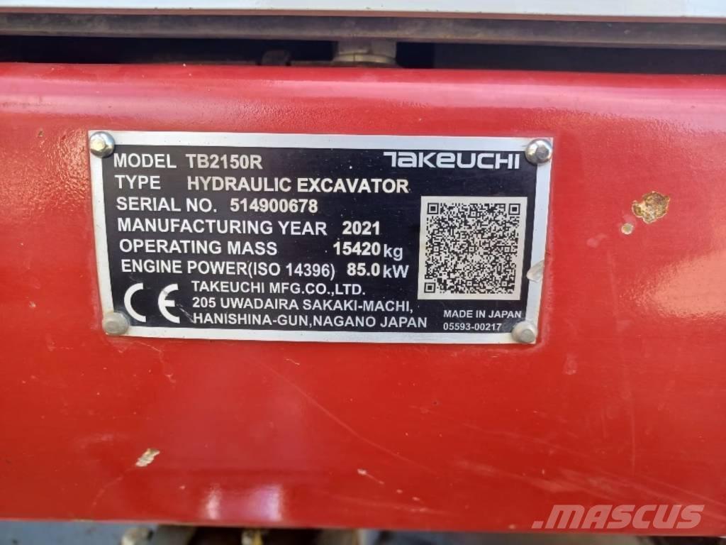 Takeuchi TB 2150 R Paletli ekskavatörler