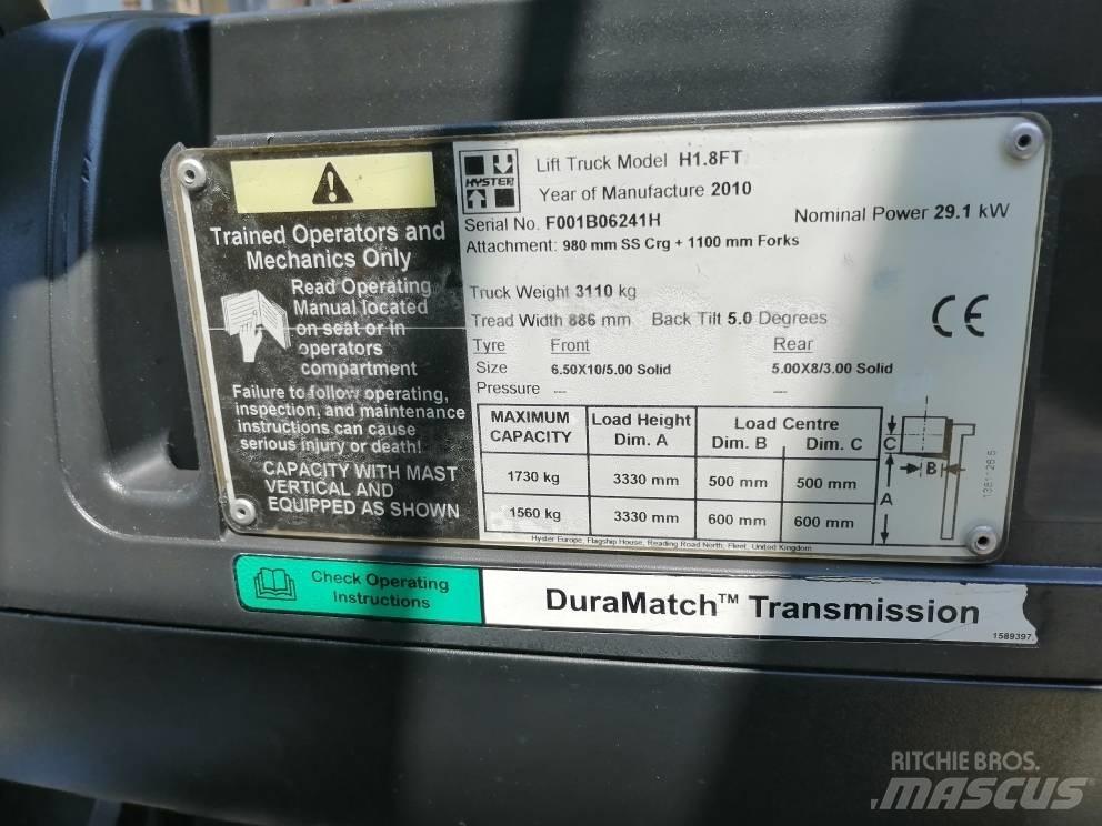 Hyster H 1.8 FT Dizel forkliftler