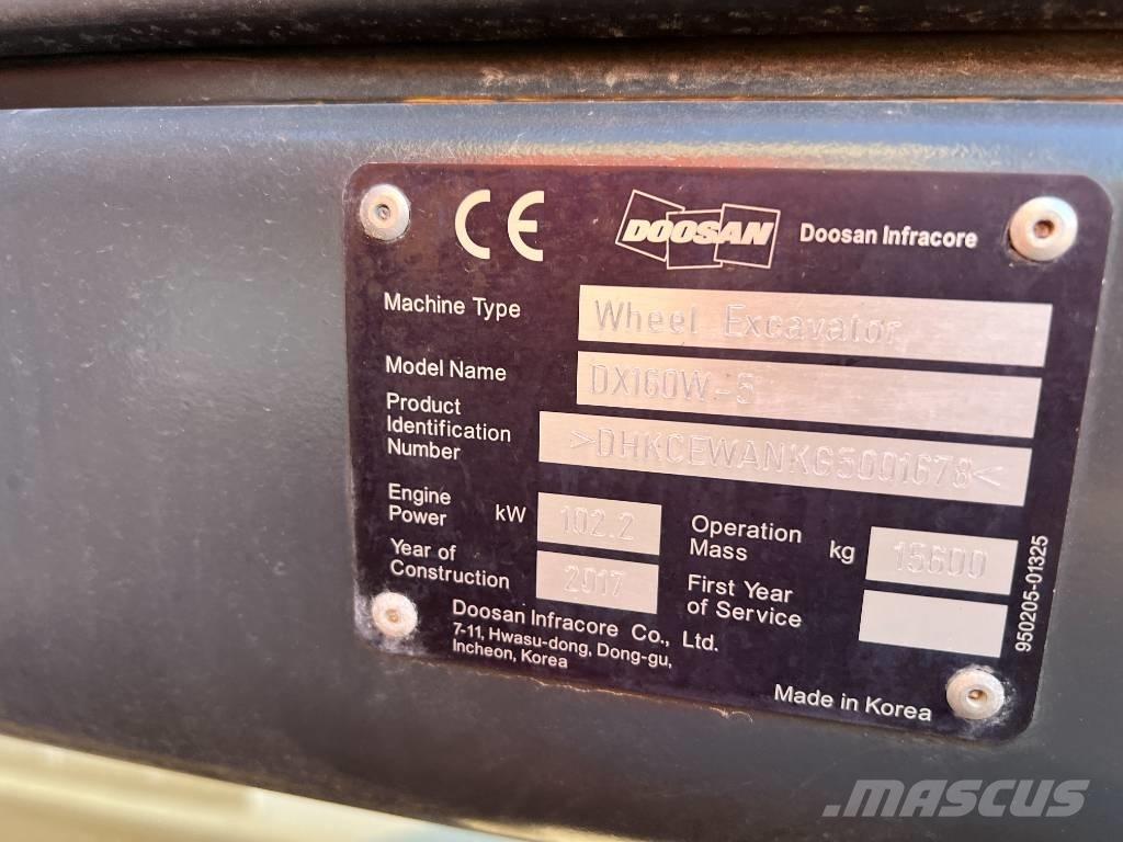 Doosan DX160W-5 Lastik tekerli ekskavatörler