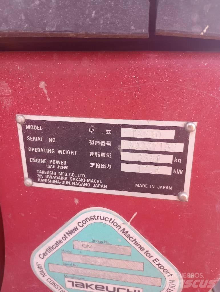 Takeuchi TB230RA Sondaj ekipmanı aksesuarları ve yedek parçaları