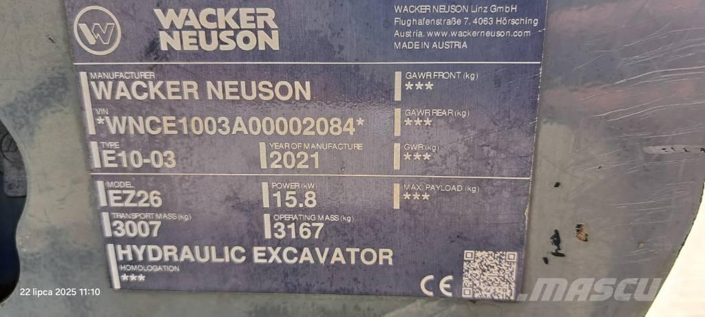 Wacker Neuson EZ 26 Paletli ekskavatörler