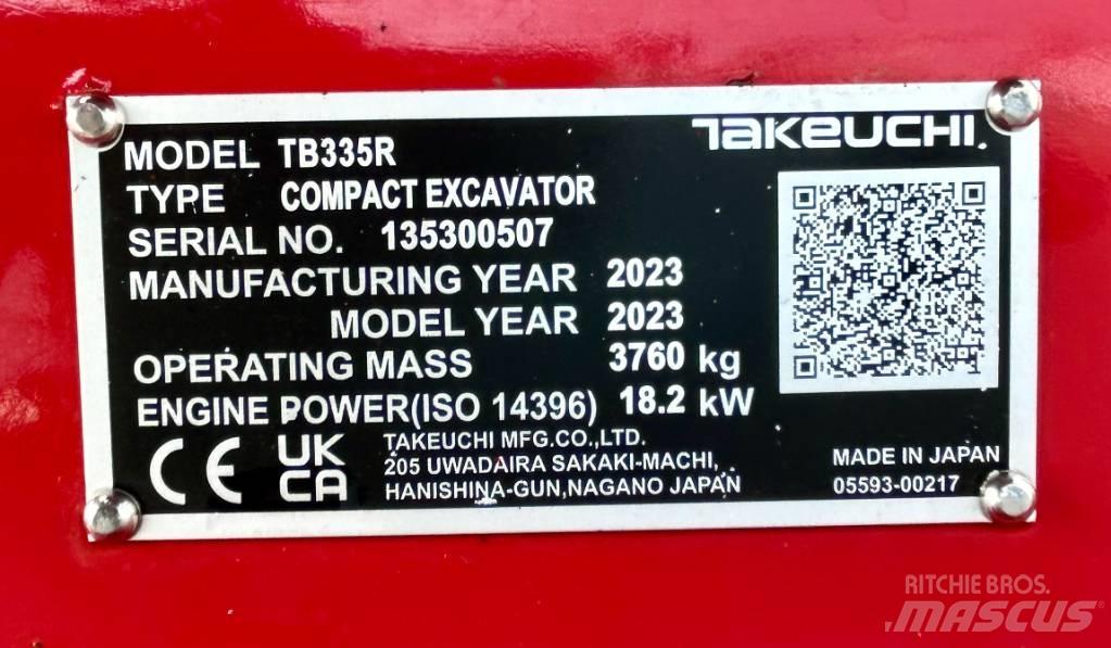 Takeuchi TB 335R V3 Mini ekskavatörler, 7 tona dek