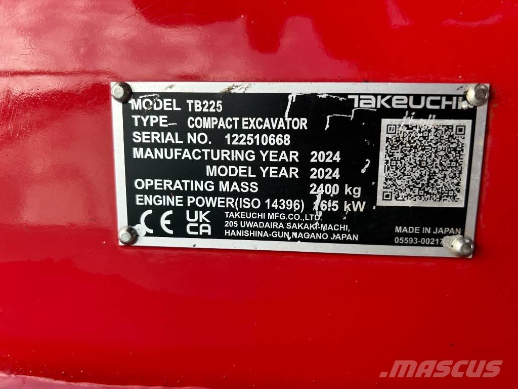 Takeuchi TB 225A V5 Mini ekskavatörler, 7 tona dek