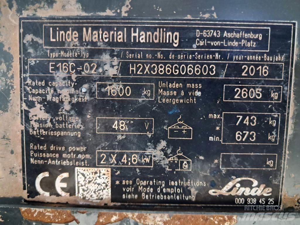 Linde E16C-03 Elektrikli forkliftler