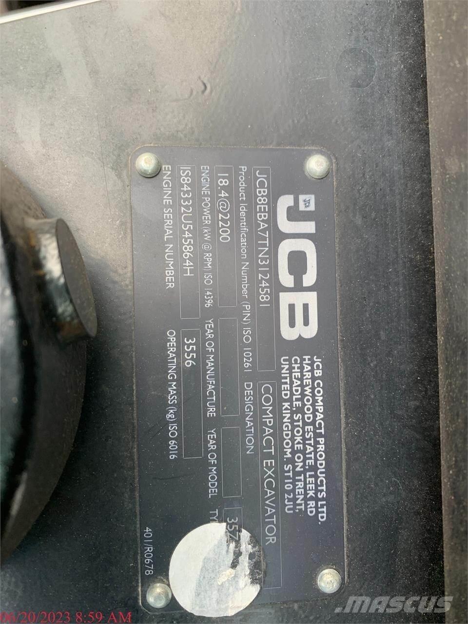 JCB 35Z-1 Mini ekskavatörler, 7 tona dek