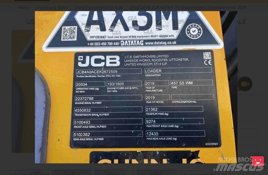 JCB 457 Tekerlekli yükleyiciler