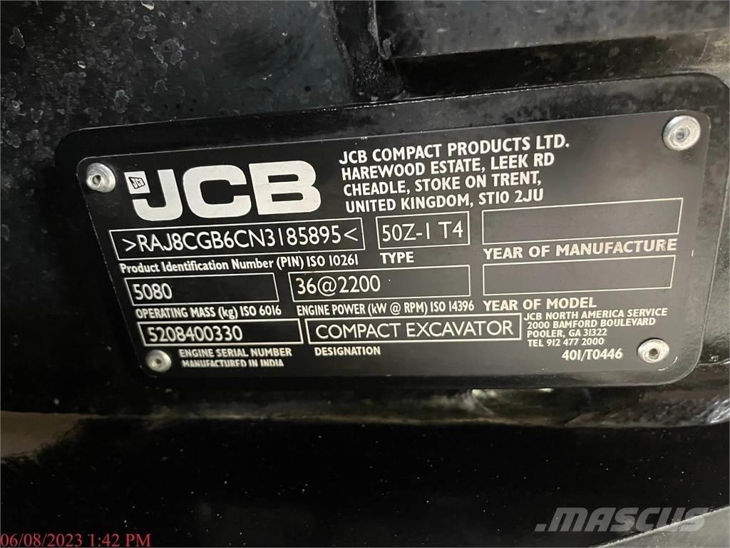 JCB 50Z-1 Mini ekskavatörler, 7 tona dek