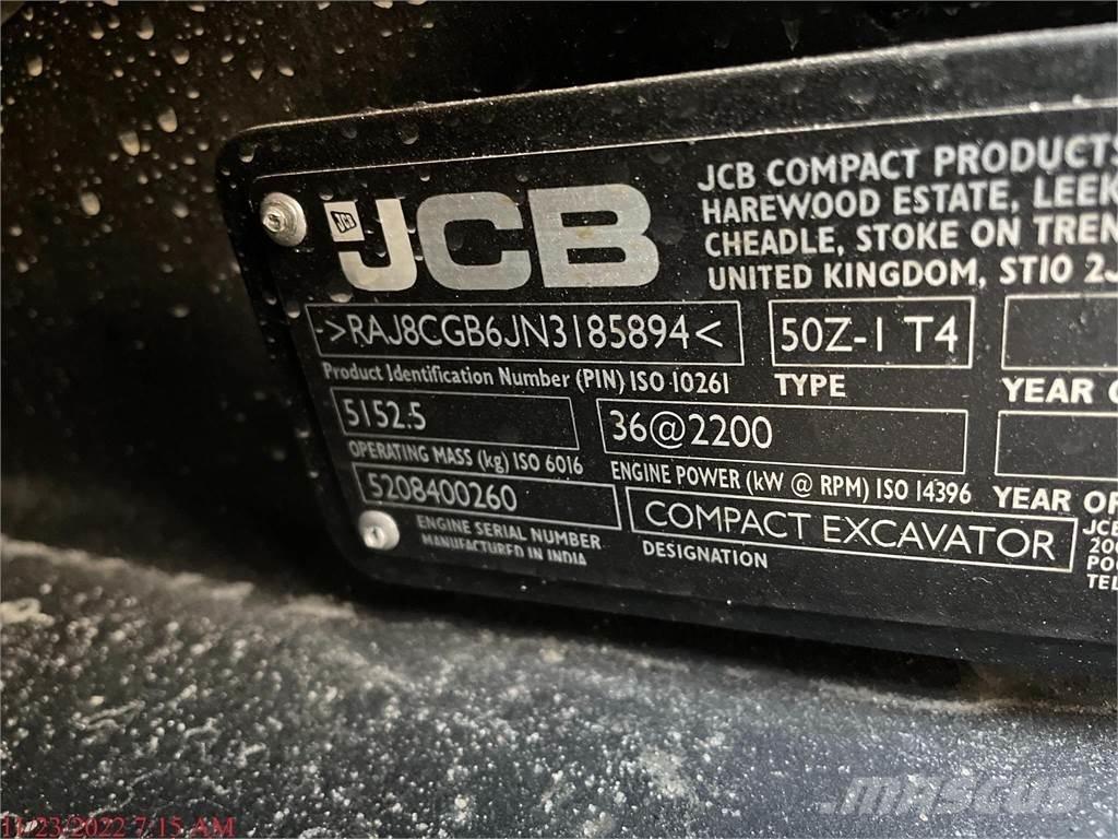 JCB 50Z-1 Mini ekskavatörler, 7 tona dek