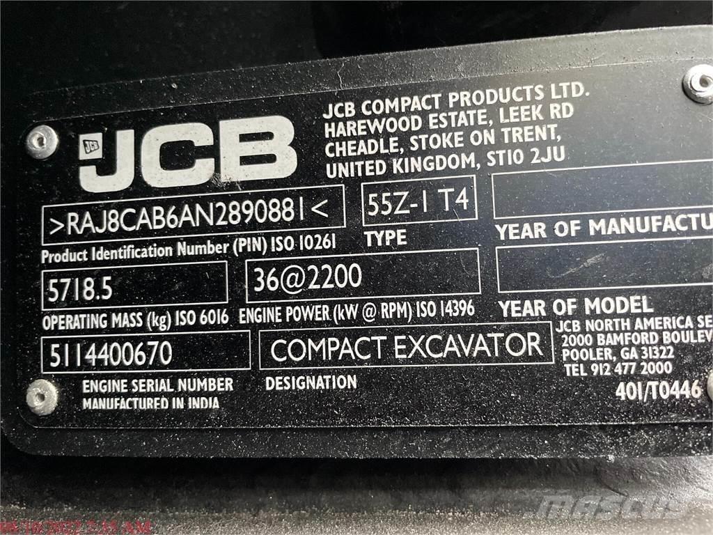 JCB 55Z-1 Mini ekskavatörler, 7 tona dek