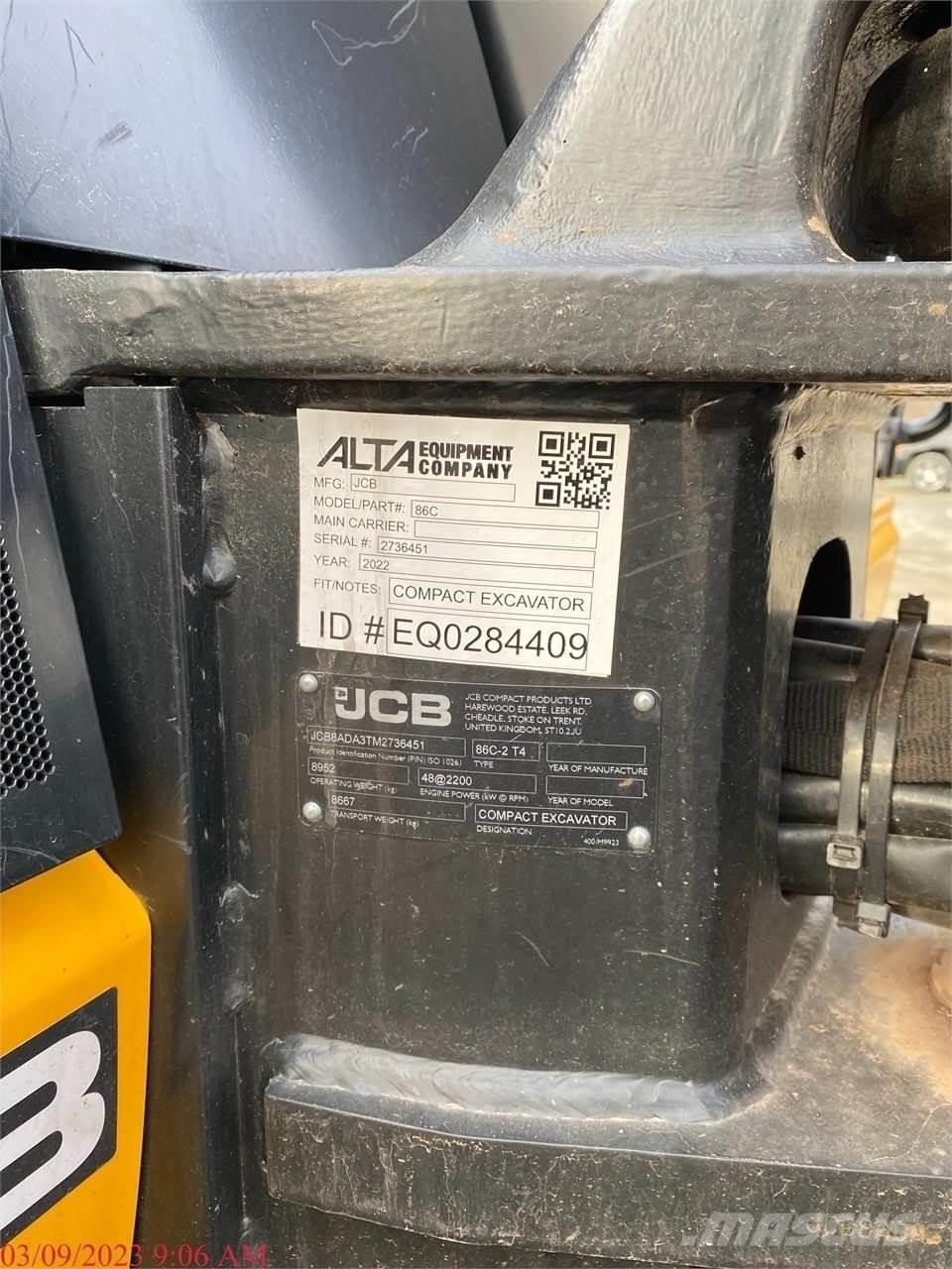 JCB 86C-2 Paletli ekskavatörler