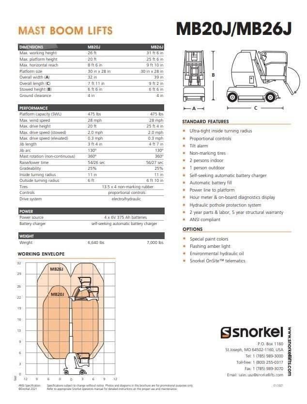 Snorkel MB26J Personel Platformları ve Cephe Asansörleri