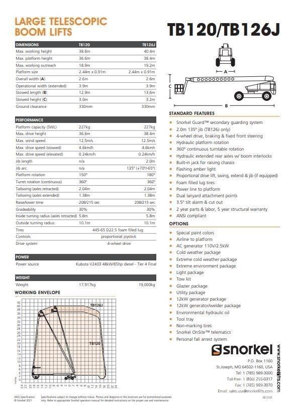 Snorkel TB120 Teleskopik personel platformları