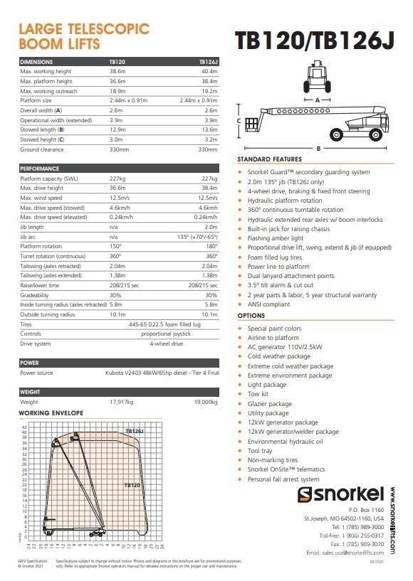 Snorkel TB126J Teleskopik personel platformları