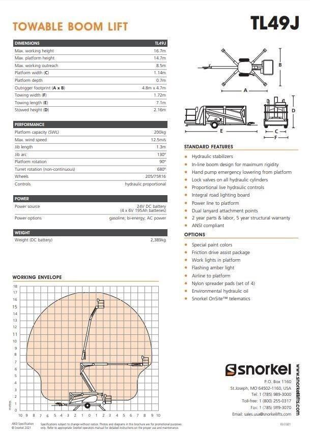 Snorkel TL49J Tekerlekli platformlar