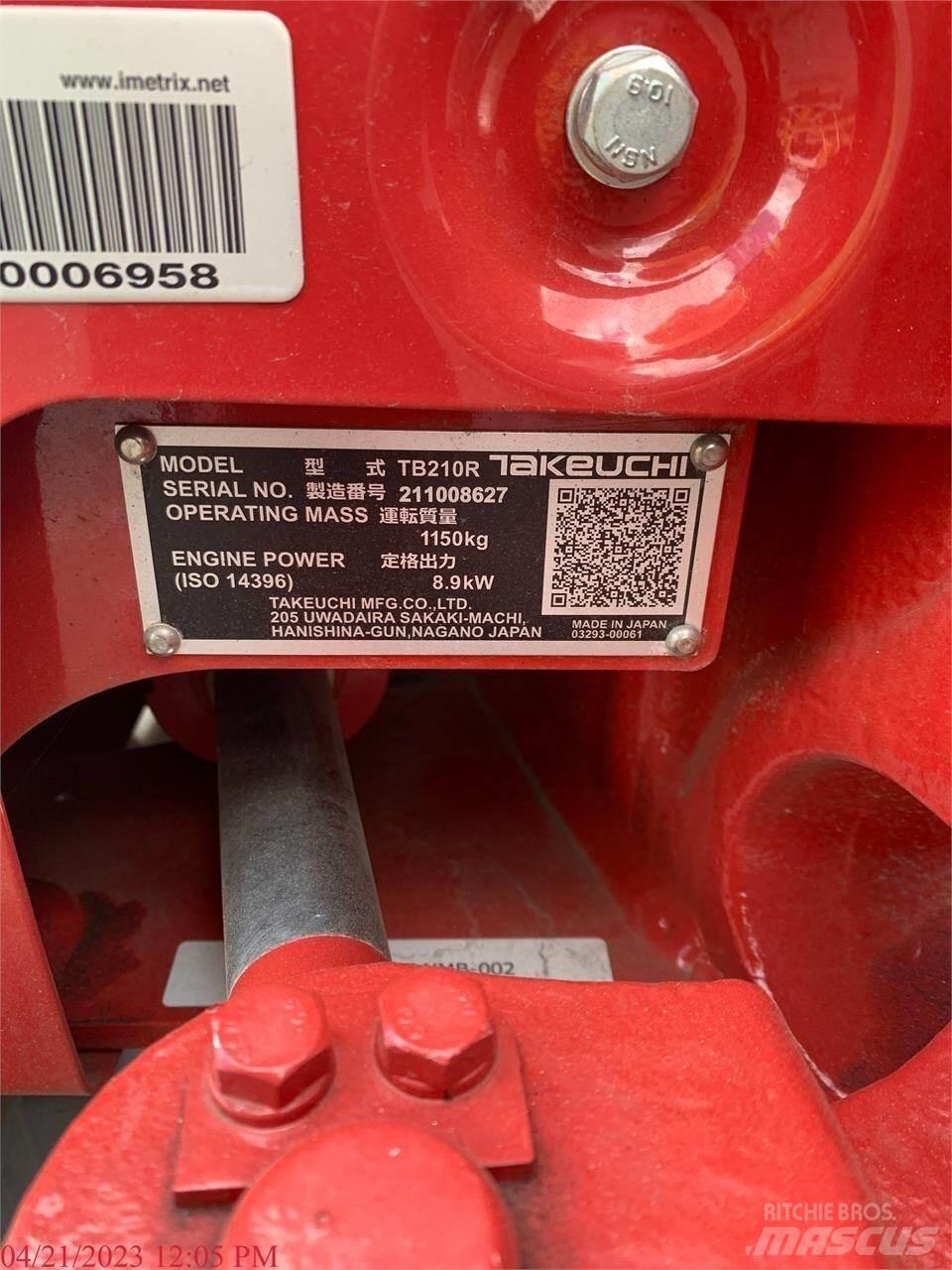 Takeuchi TB210R Mini ekskavatörler, 7 tona dek