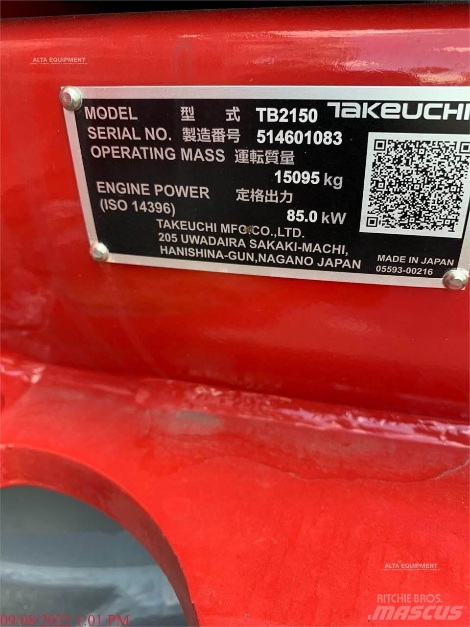 Takeuchi TB2150 Paletli ekskavatörler