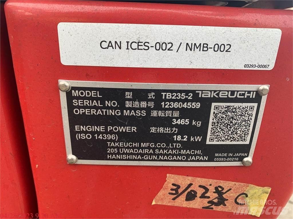 Takeuchi TB235-2 Mini ekskavatörler, 7 tona dek