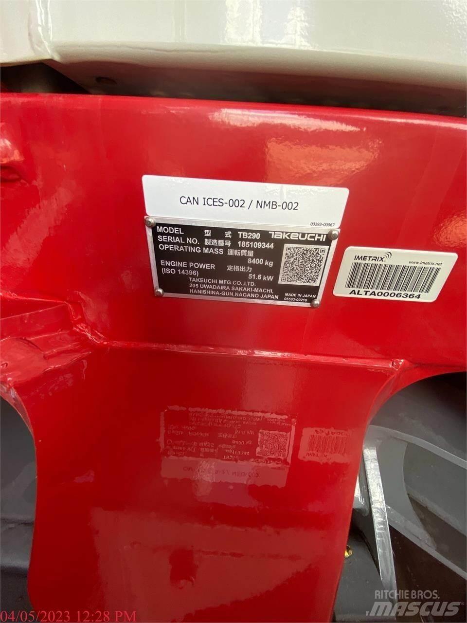 Takeuchi TB290 Paletli ekskavatörler