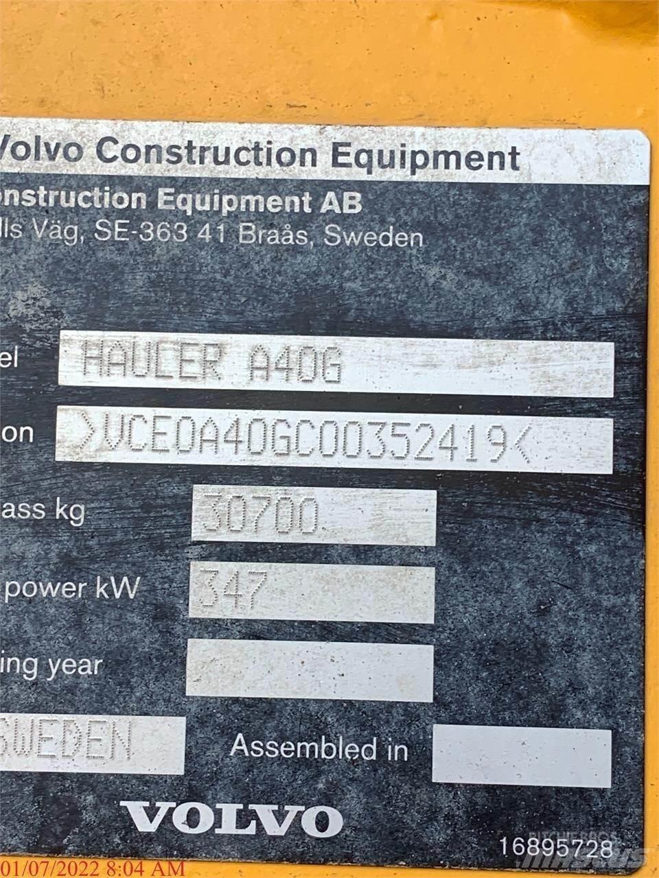 Volvo A40G Belden kirma kaya kamyonu