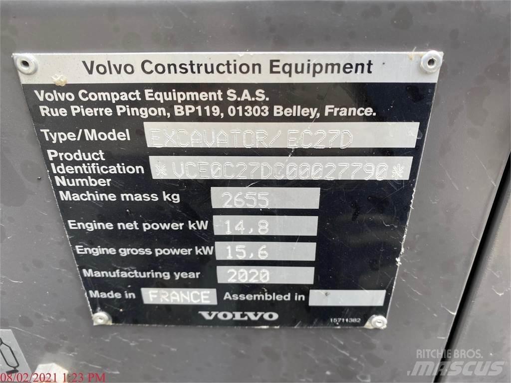 Volvo EC27D Mini ekskavatörler, 7 tona dek