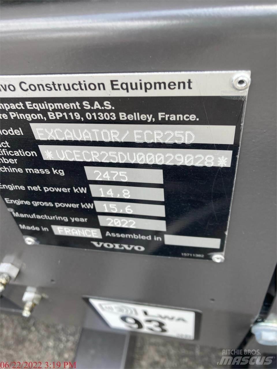 Volvo ECR25D Mini ekskavatörler, 7 tona dek