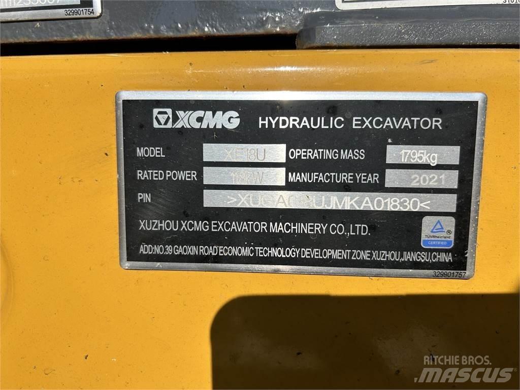XCMG XE18U Mini ekskavatörler, 7 tona dek