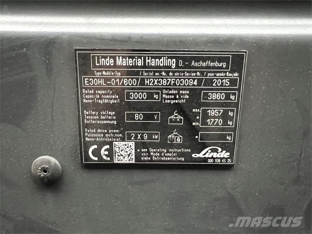 Linde E30/600HL Elektrikli forkliftler
