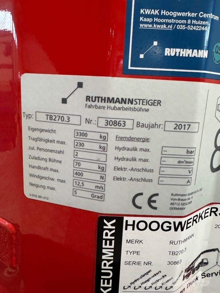 Ruthmann TB 270 Araç üstü platformlar