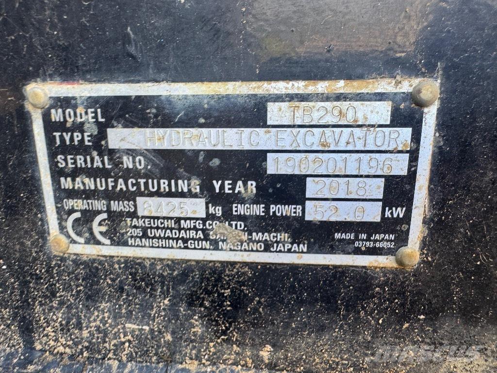 Takeuchi TB 290 Midi ekskavatörler 7 - 12 t