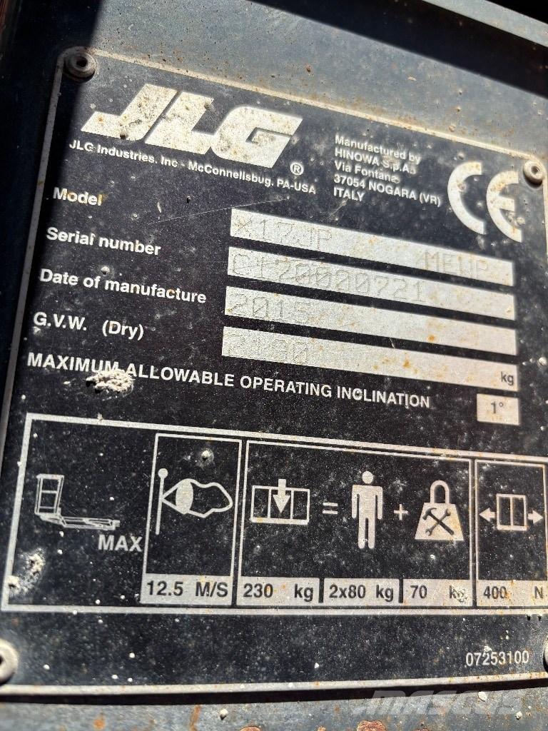 JLG X 17 J Plus Körüklü personel platformları