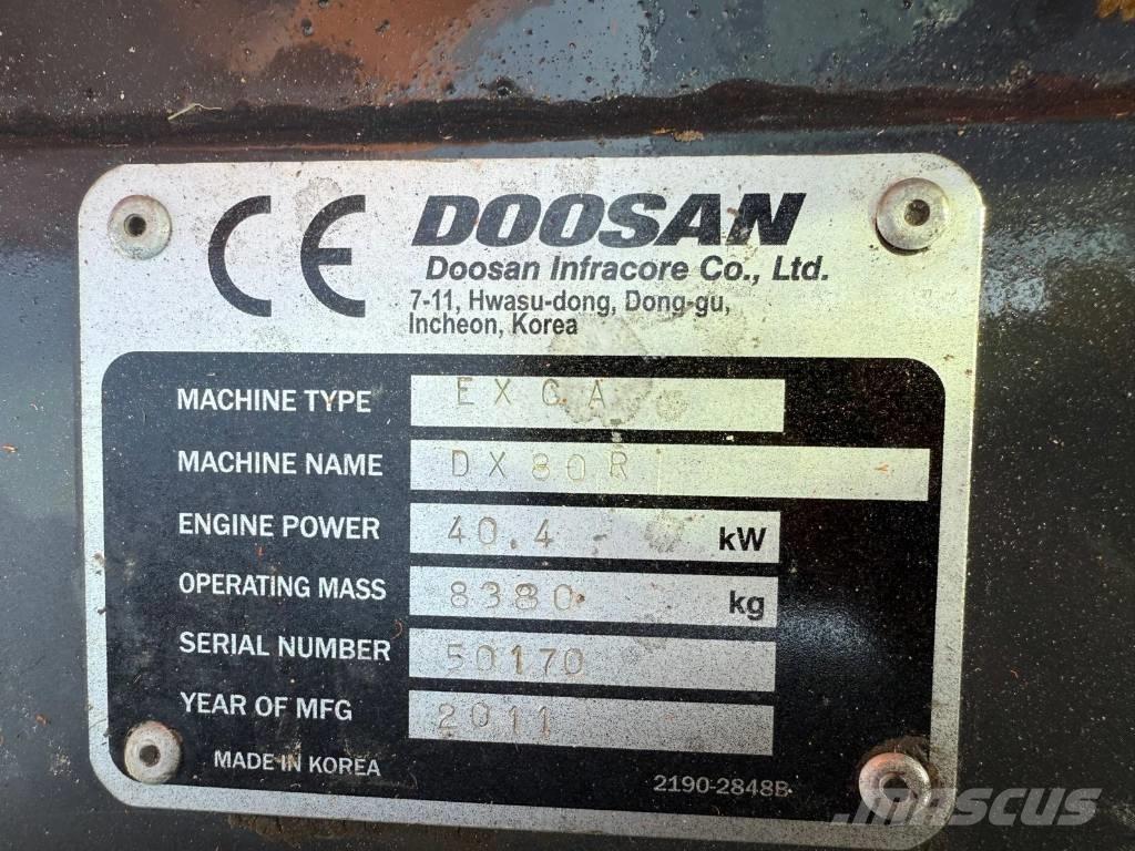 Doosan DX 80 R Midi ekskavatörler 7 - 12 t