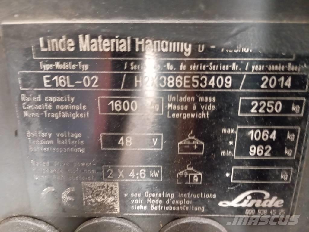 Linde E 16 Elektrikli forkliftler