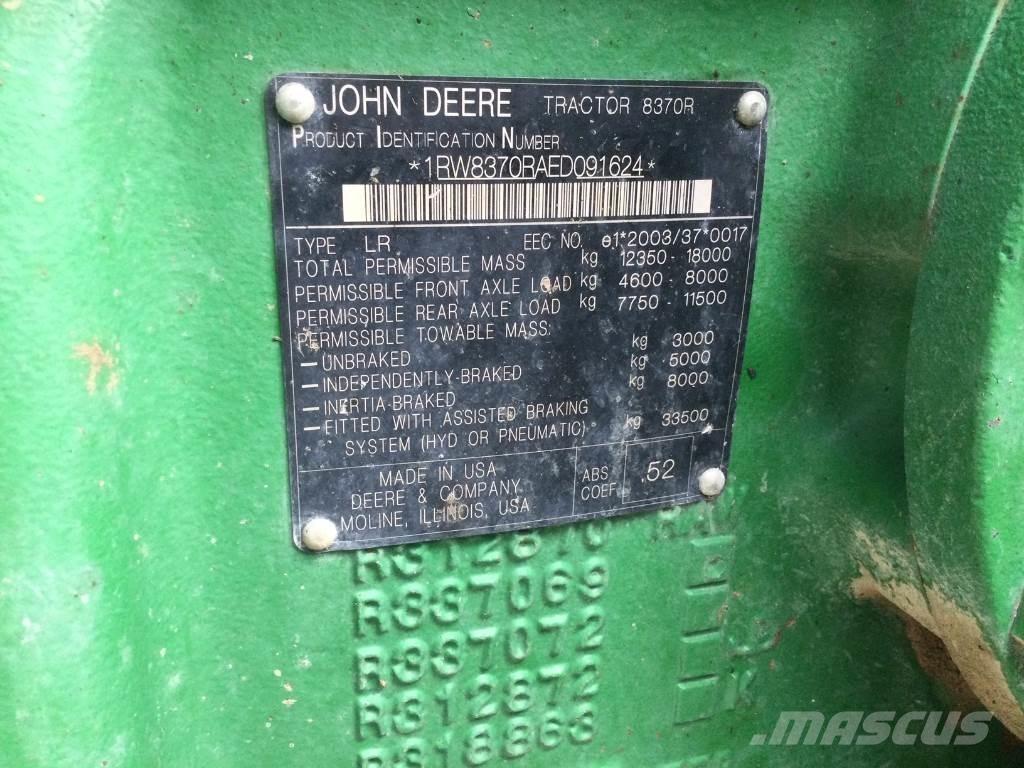 John Deere 8370R Traktörler