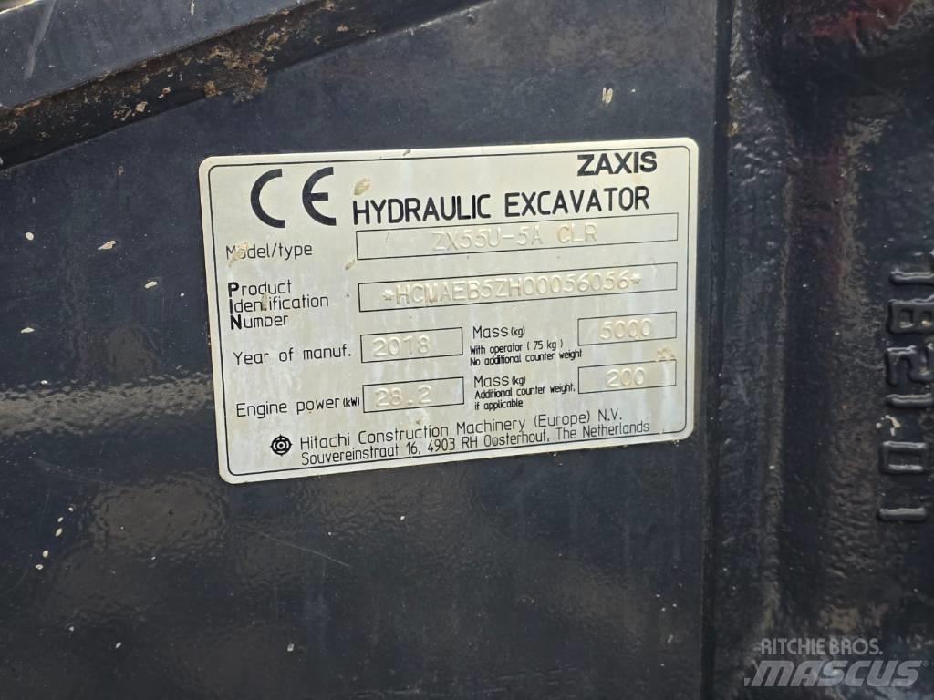 Hitachi ZX55U-5A CLR Mini ekskavatörler, 7 tona dek