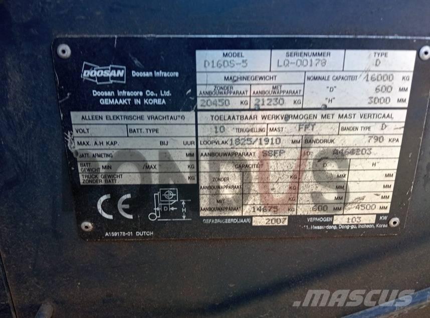 Doosan D160S-5 Dizel forkliftler