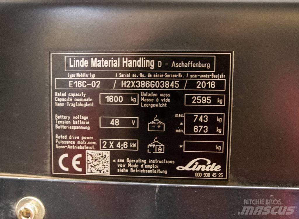 Linde E 16 C-02 Elektrikli forkliftler
