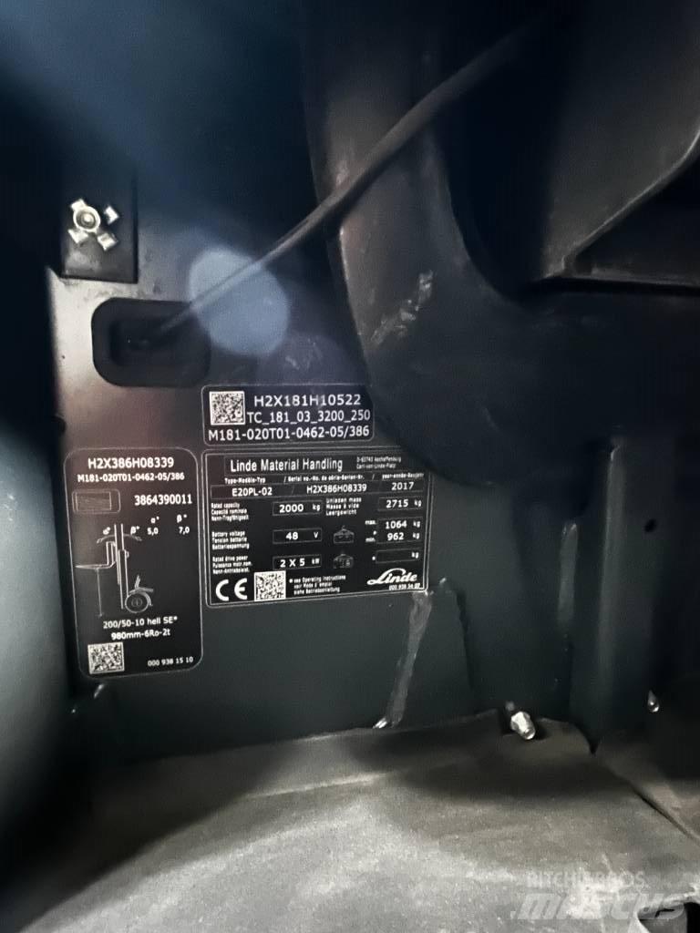 Linde E20PL/386-02 Elektrikli forkliftler
